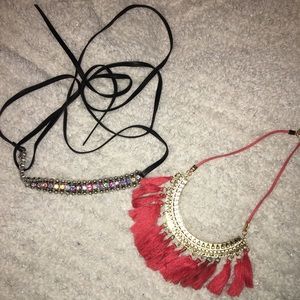 Black choker & fringe necklaces!
